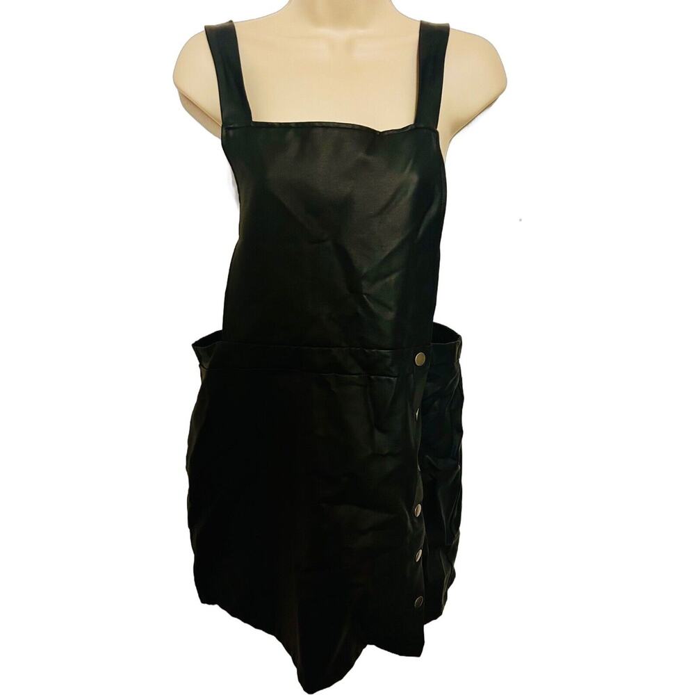 Wild Fable Small Black Vegan Faux Leather Jumper Mini Dress Size: Large